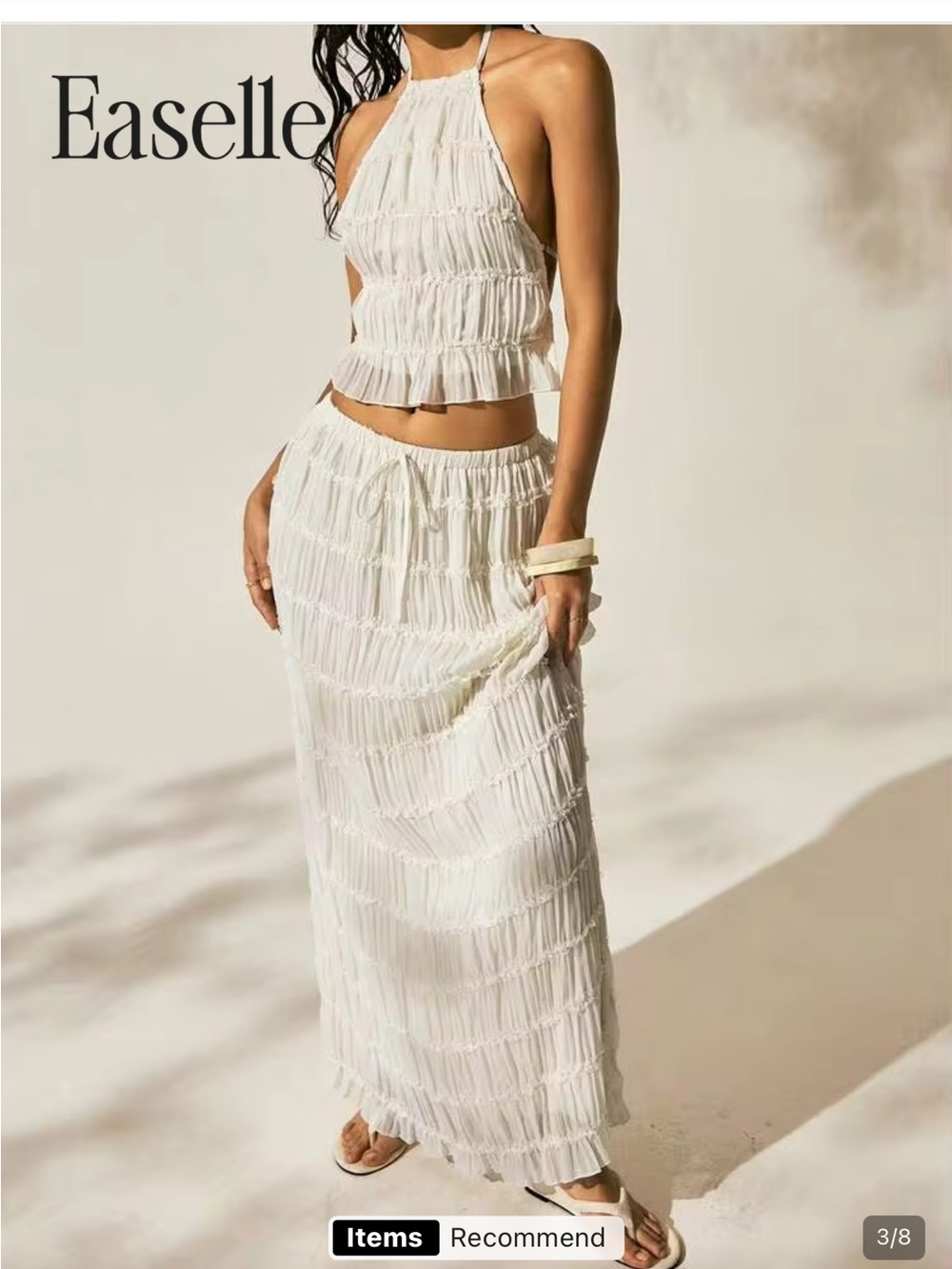 White top and skirt set- ruched - Picture 5 of 6